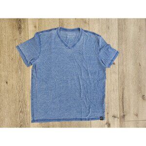 Lucky Brand Venice Burnout Mens Short Sleeve V Neck Tee Shirt Size L Blue